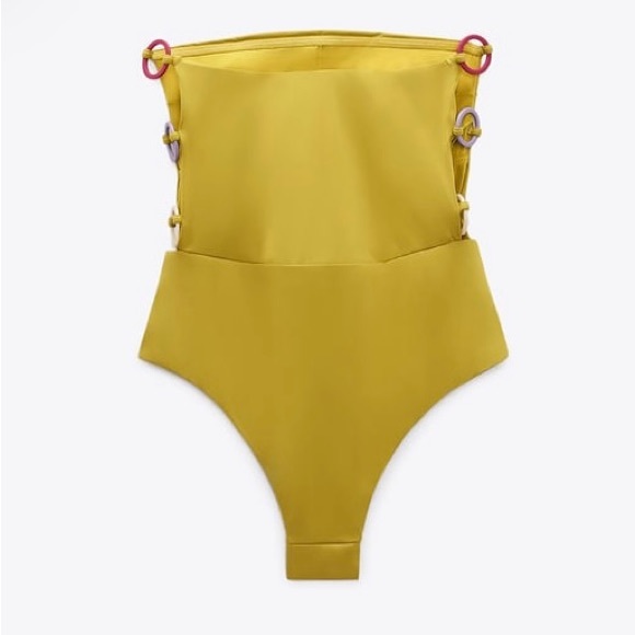 Zara Olive Green One Piece Swimsuit. NWT. Size Large. - Picture 4 of 7